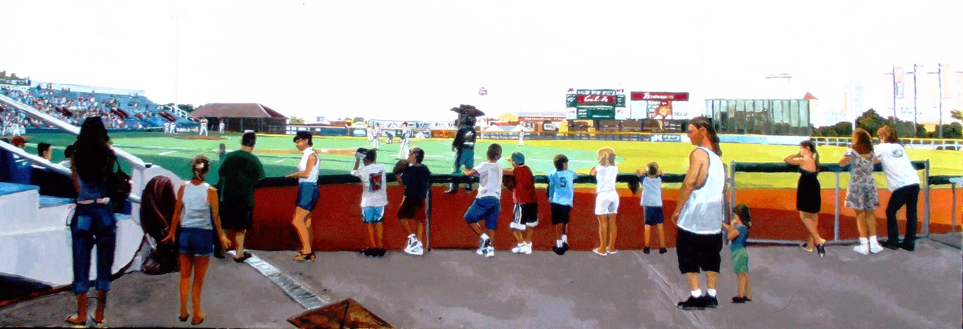 ALONG TH FIRST BASE LINE<br>
2006<br>
20" x 60"
