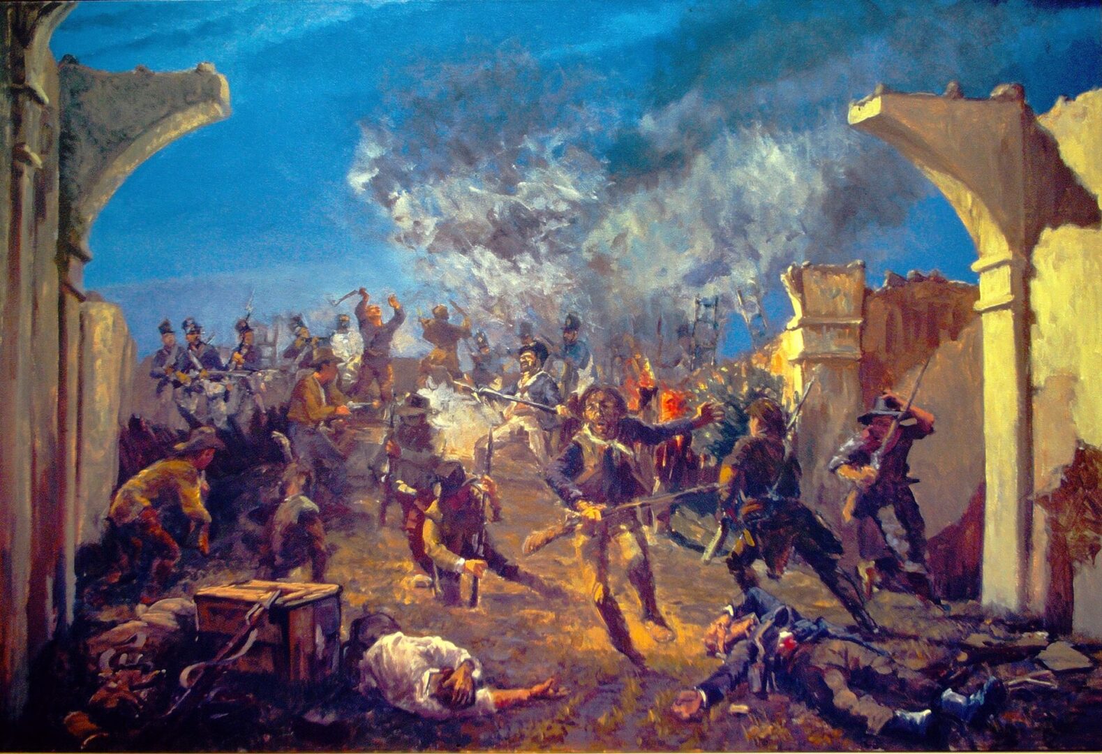ASSAULT ON THE CHAPEL<br>
1994<br>
48" x 68"
